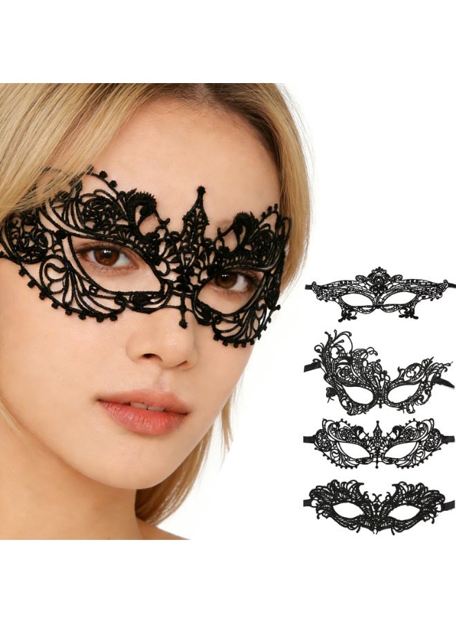 Masquerade Mask for Women Venetian Lace Eye Masks For Party Prom Ball Costume Mardi Gras Party Supply,4 PCS